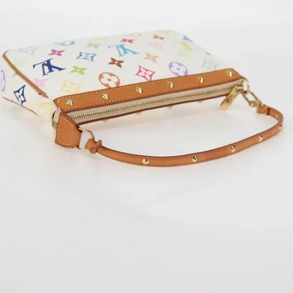 LOUIS VUITTON Monogram Multicolor Pochette Pouch White M92649 LV Auth 135504V Bags
